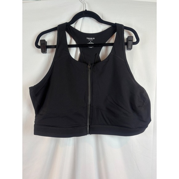 TORRID ACTIVE Black Zip Front Racerback Sports Bra Plus Size Torrid 4 - Picture 1 of 7